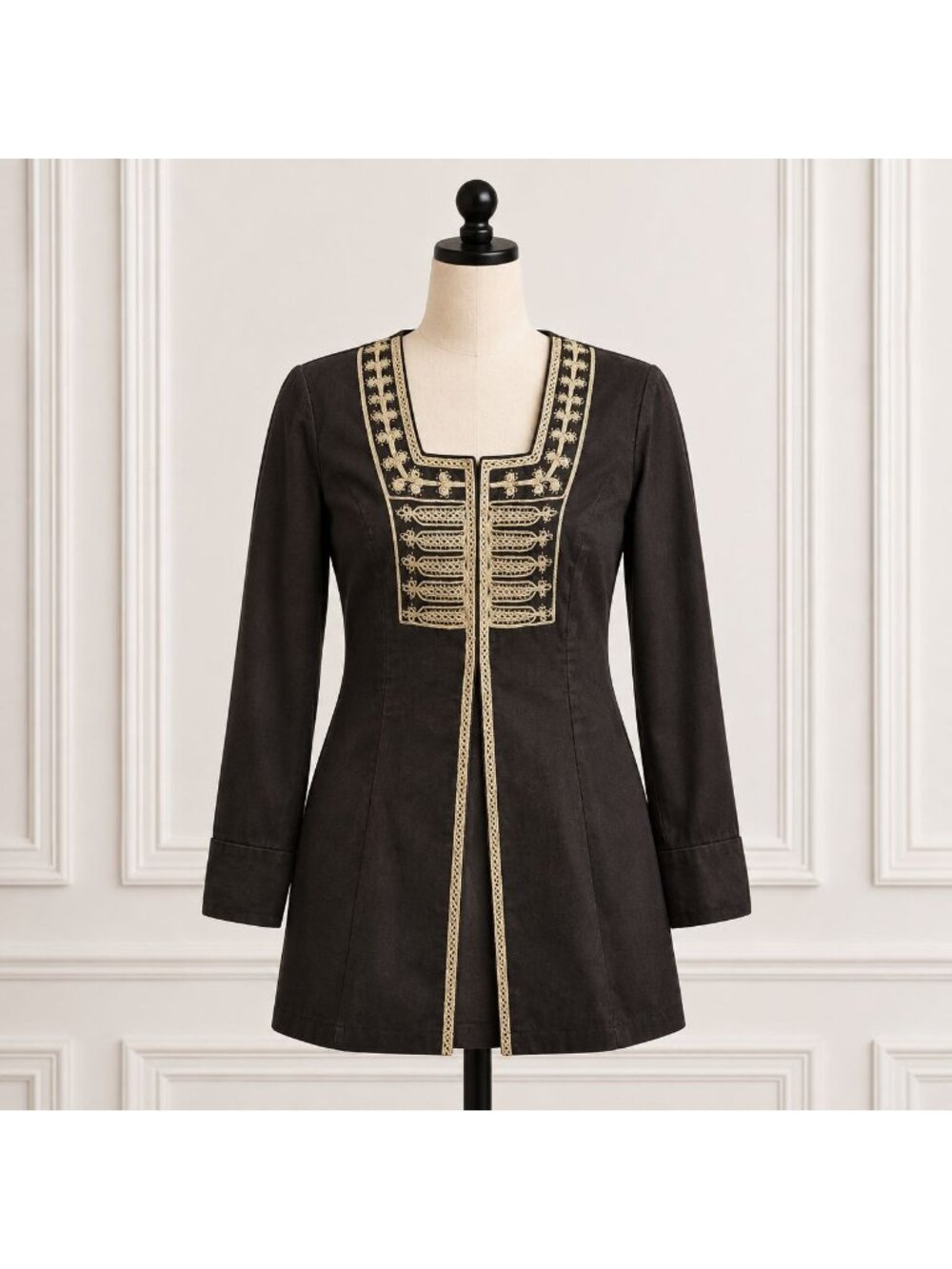 CAbi Turkish Empire Waist Jacket Embroidered Beaded Long Coat Women's 8